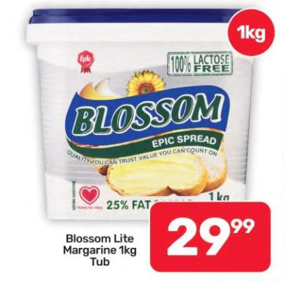 Blossom Lite Margarine 1kg Tub
