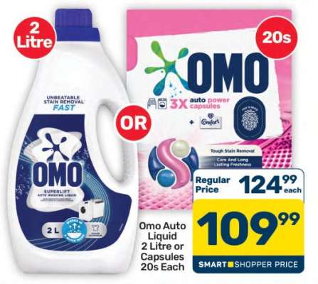 Omo Auto Liquid 2 Litre or Capsules 20s