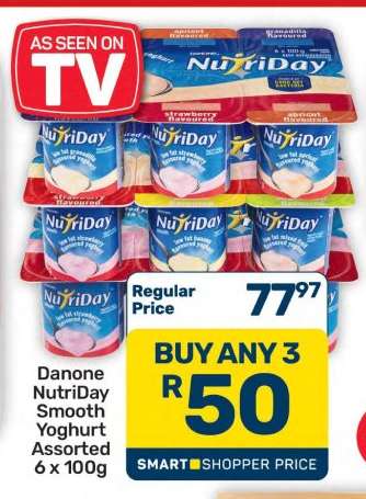 Danone NutriDay Smooth Yoghurt Assorted 6 x 100g