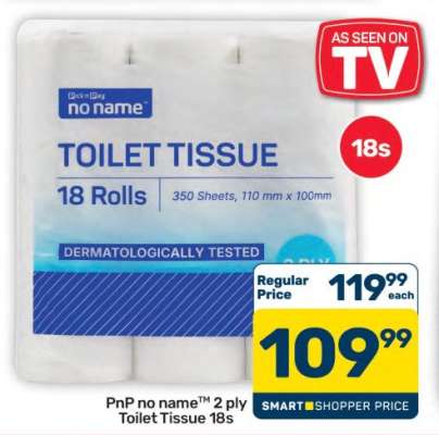 PnP no name™ 2 Ply Toilet Tissue 18s