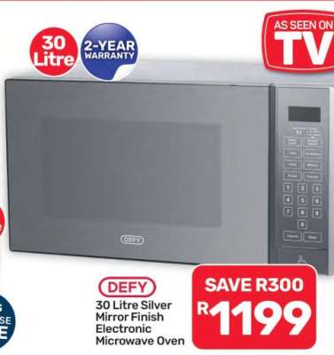 DEFY 30 Litre Silver Mirror Finish Electronic Microwave Oven