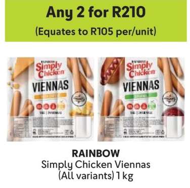 Rainbow Simply Chicken Viennas