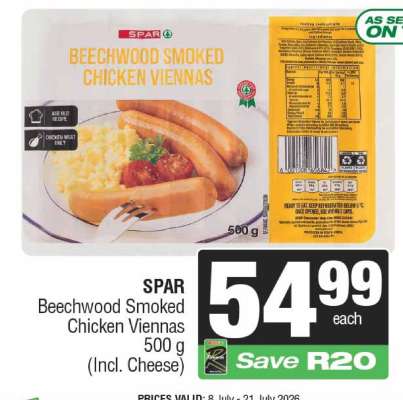 SPAR Beechwood Smoked Chicken Viennas