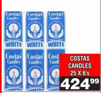 COSTAS CANDLES 25 X 6's