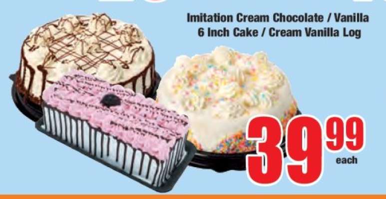 Imitation Cream Chocolate / Vanilla 6 Inch Cake / Cream Vanilla Log