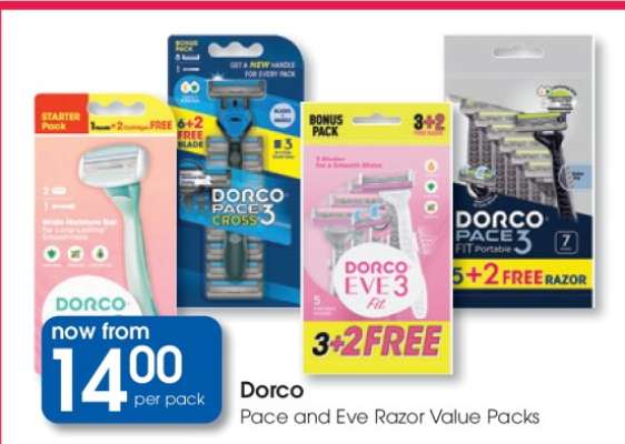 Dorco Pace and Eve Razor Value Packs
