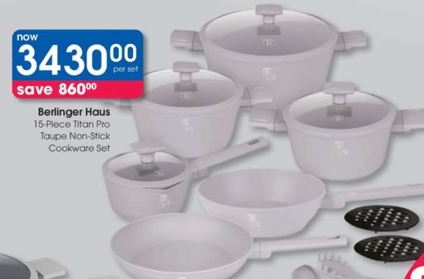 Berlinger Haus 15-Piece Titan Pro Taupe Non-Stick Cookware Set