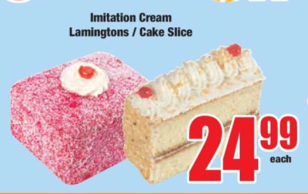 Imitation Cream Lamingtons / Cake Slice