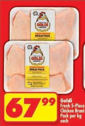 Goldi Fresh 5-Piece Chicken Braai Pack per kg each