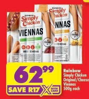 RAINBOW SIMPLY CHICKEN ORIGINAL/CHEESE VIENNAS