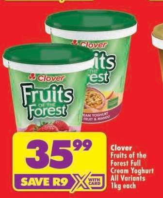 Clover Fruits Of The Forest Full Cream Yoghurt All Variants 1kg each