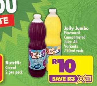 Jolly Jumbo Flavoured Concentrated Juice All Variants 750ml each