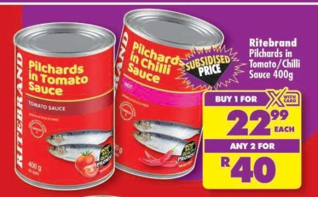 Ritebrand Pilchards in Tomato/Chilli Sauce 400g