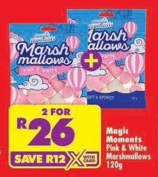 MAGIC MOMENTS PINK & WHITE MARSHMALLOWS 120g