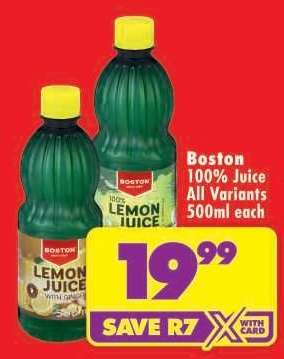 Boston 100% Juice All Variants 500ml each