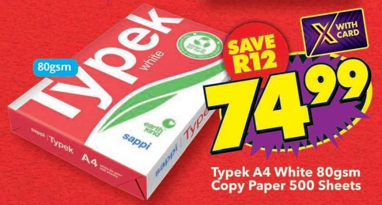 Typek A4 White 80gsm Copy Paper 500 Sheets