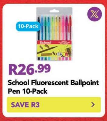 School Fluorescent Ballpoint Pen 10-Pack