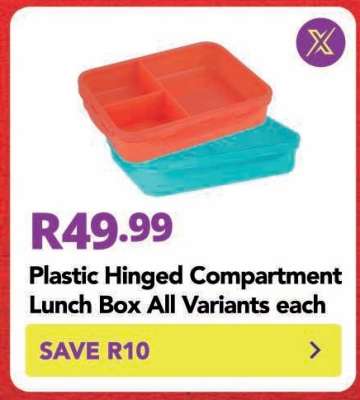 Plastic Hinged Compartment Lunch Box All Variants each