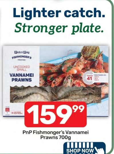 PnP Fishmonger's Vannamei Prawns 700g