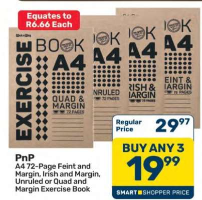 PnP A4 72-Page Feint and Margin, Irish and Margin, Unruled or Quad and Margin Exercise Book