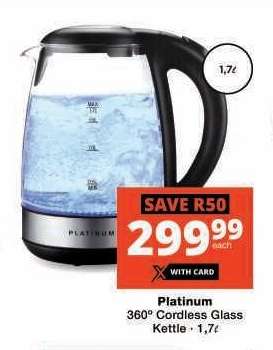 Platinum 360° Cordless Glass Kettle