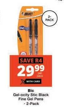 Bic Gel-ocity Stic Black Fine Gel Pens