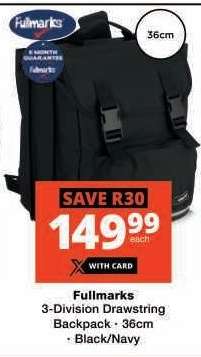 Fullmarks 3-Division Drawstring Backpack