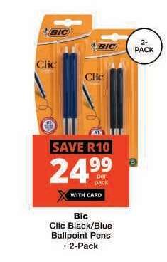 Bic Clic Black/Blue Ballpoint Pens