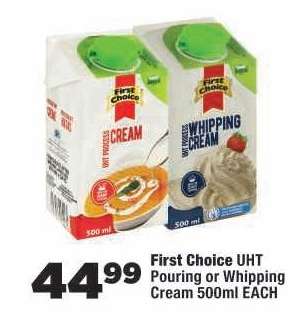 First Choice UHT Pouring or Whipping Cream