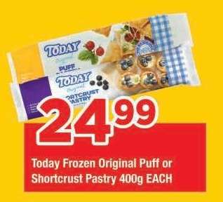 Today Frozen Original Puff or Shortcrust Pastry