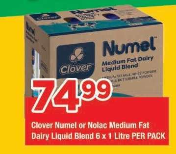 Clover Numel or Nolac Medium Fat Dairy Liquid Blend