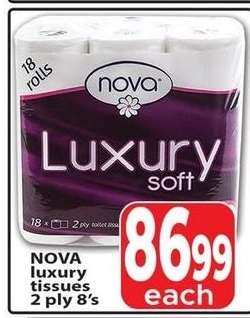 NOVA luxury tissues 2 ply 8's