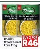 Rhodes Whole Kernel Corn 410g
