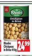 Rhodes Chickpeas in Brine 410g