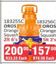 OROS Orange Squash 2lt 6's