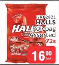 HALLS Polybag Assorted 72s