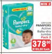 PAMPERS Active Baby-dry Jumbo Pack 2