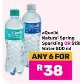 aQuellé Natural Spring Sparkling OR Still Water 500 ml