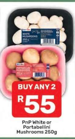 PnP White or Portabellini Mushrooms 250g