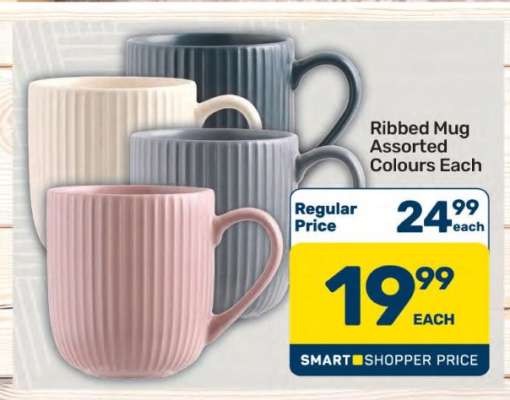 Ribbed Mug Assorted Colours Each