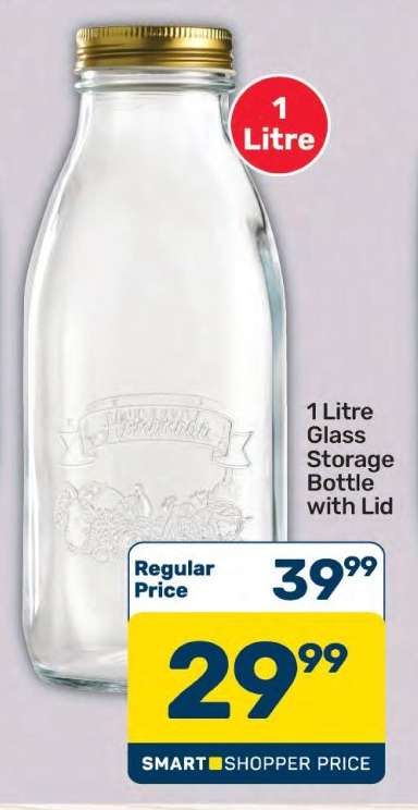 1 Litre Glass Storage Bottle with Lid