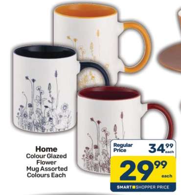 Home Colour Glazed Flower Mug Assorted Colours Each