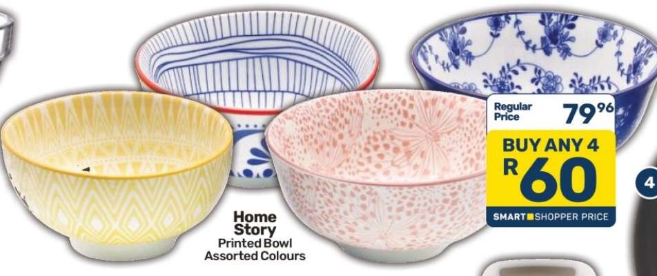 Home Story Printed Bowl Assorted Colours