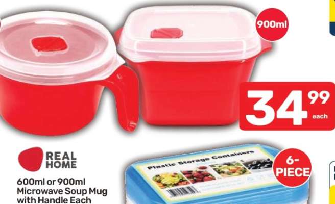 Microwave Soup Mug with Handle Each