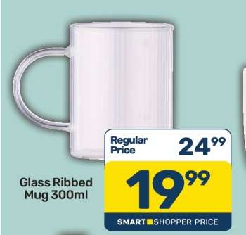 Glass Ribbed Mug 300ml