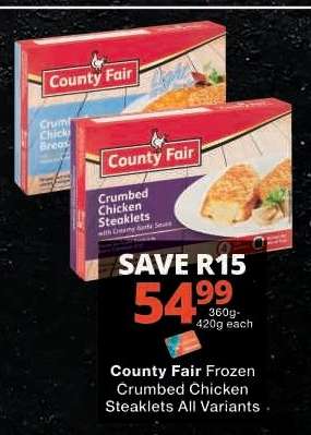 County Fair Frozen Crumbed Chicken Steaklets All Variants