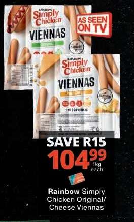 RAINBOW SIMPLY CHICKEN ORIGINAL/CHEESE VIENNAS