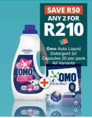 Omo Auto Liquid Detergent 2L/Capsules 20 per pack