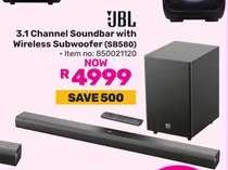 JBL 3.1 Channel Soundbar with Wireless Subwoofer (SB580)
