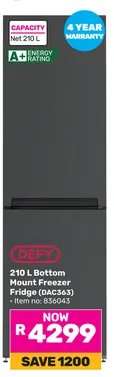 DEFY 210 L Bottom Mount Freezer Fridge (DAC363)
